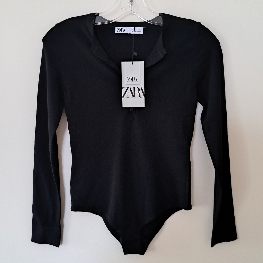 Zara Black Long Sleeve Bodysuit